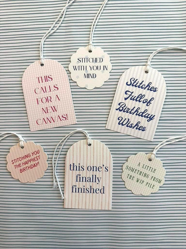 Needlepoint Gift Tags Set of 6 — Handmade Finishing Tags for Needlepoint Gifts, Needleworker Gift Tags, Canvas Work Present Tags