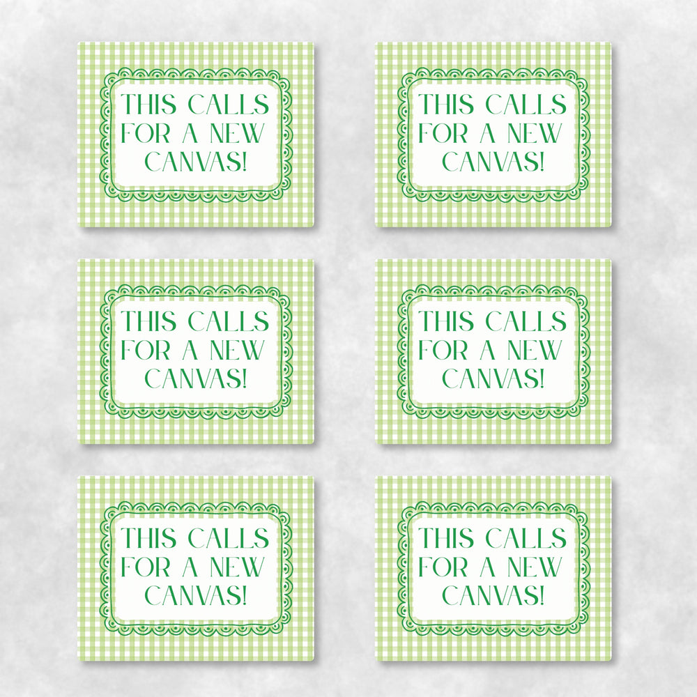 Needlepoint Congratulations Cards Pack of 6 | "This Calls for a New Canvas" Green Gingham | Celebration Card Set | Needlepoint Lover Gift