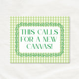 Funny Needlepoint Congratulations Card | "This Calls for a New Canvas" | Green Gingham Celebration Card | Milestone Card | Needlepoint Gift