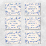 Needlepoint Friendship Cards Pack of 6 | "Stitched With You in Mind" Blue Floral Card Pack | Thinking of You Cards for Stitchers