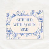 Needlepoint Friendship Cards Pack of 6 | "Stitched With You in Mind" Blue Floral Card Pack | Thinking of You Cards for Stitchers