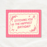 Funny Needlepoint Birthday Card | "Stitching You the Happiest Birthday" | Birthday Card for Needlepointer | Stitching Gift Card